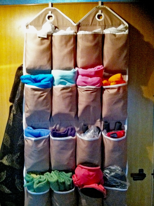 t-shirts in shoe holder